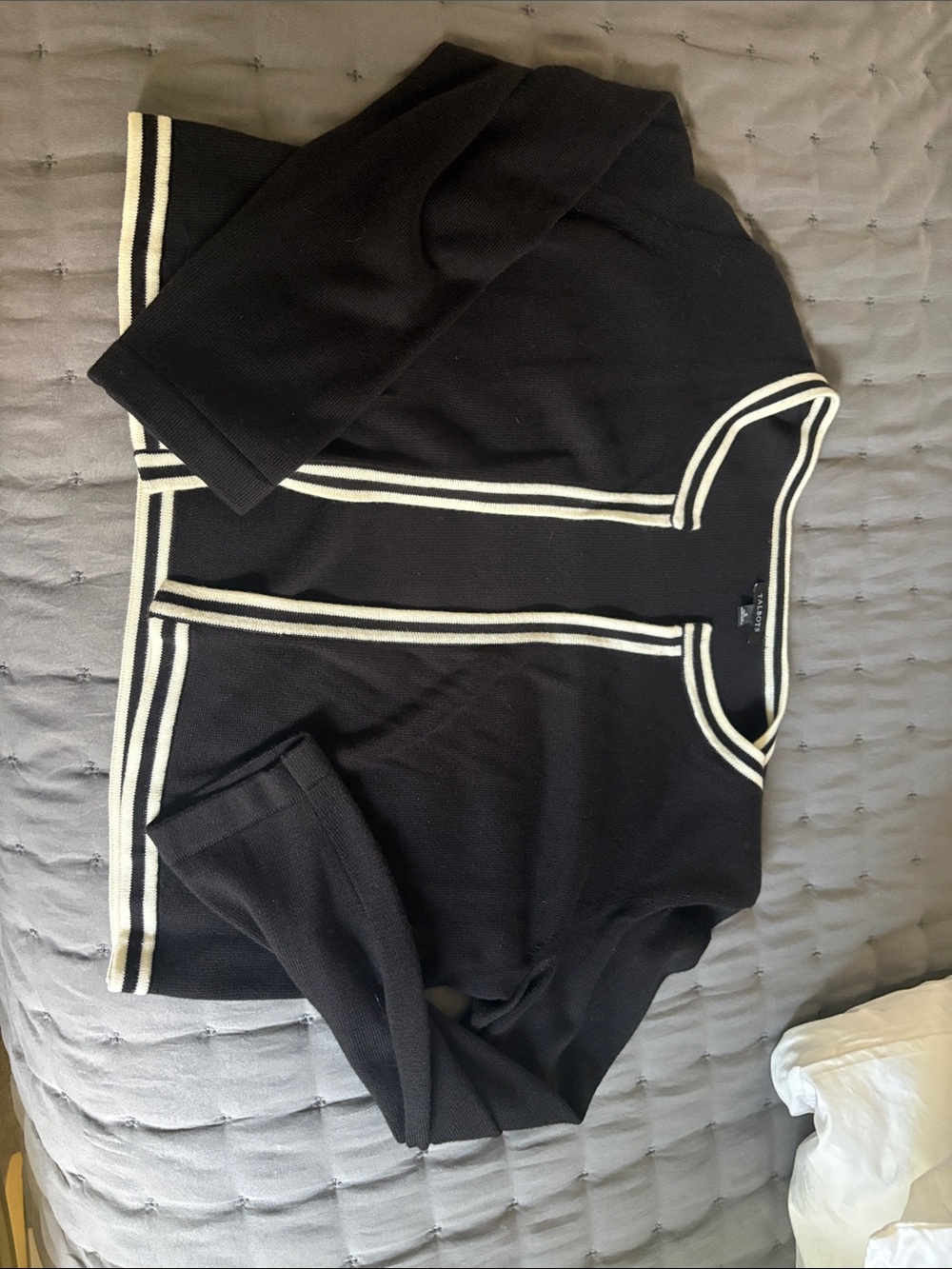 Talbots Black Cardigan with Cream Trim